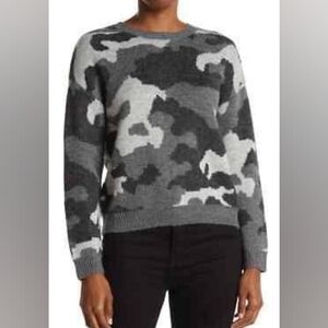 Women's Lucky Brand Gray Camouflage Camo Sweater XL